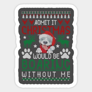 Pit bull Christmas Tshirt Sticker